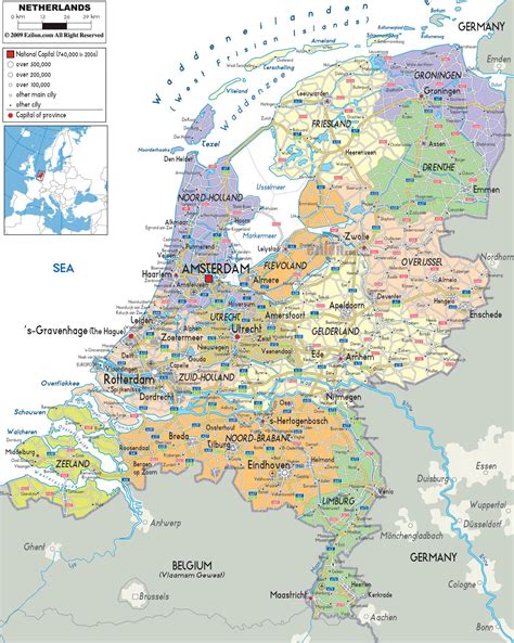 the netherlands map detailed map of netherlands western europe europe