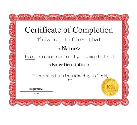 Printable Editable Certificate Of Completion Template Printable Templates