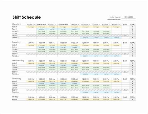 Employee Schedule Template Excel Fresh Monthly Employee Schedule