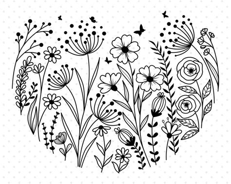 Wildflower Svg Wildflowers Meadow Border Svg Flower Svg Etsy Australia