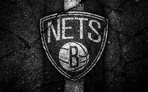 Download Wallpapers Brooklyn Nets Nba 4k Logo Black Stone