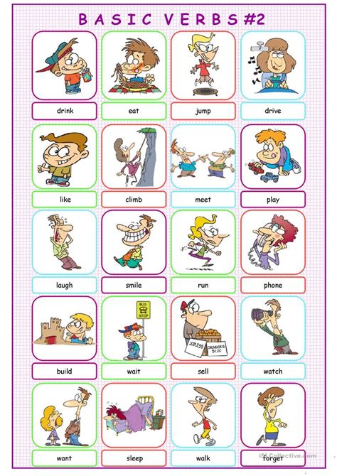 Free playlearning™ content curated by the lingokids educators team. Basic Verbs Picture Dictionary#2 - English ESL Worksheets ...