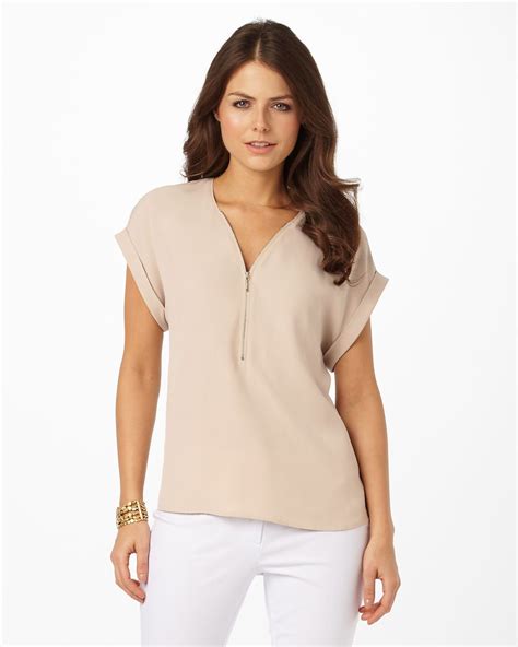 Remi Zip Front Blouse Fashion Womens Tops Tops