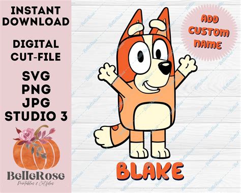 Custom Name Bluey And Bingo Inspired Svg Digital Download Personalised