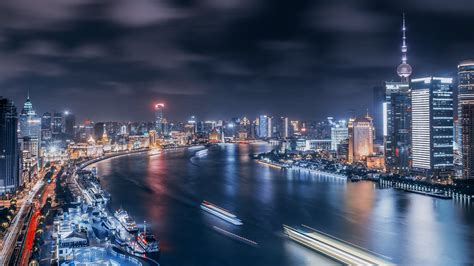 Download China Night Huangpu Man Made Shanghai 4k Ultra Hd Wallpaper