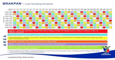Brakpan Load Shedding Schedule Bcp · Brakpan Load Shedding Schedule A R E A Dalpark 1