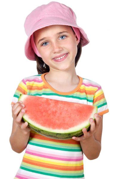 Adorable Girl Eating Watermelon Stock Photo By ©gelpi 9436335