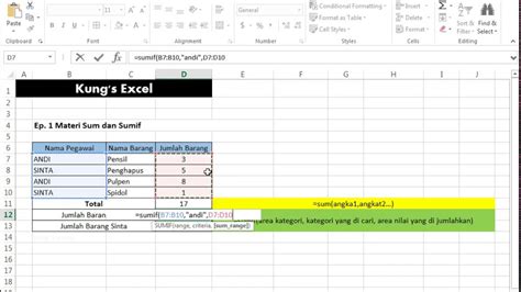 Tutorial Rumus Excel Belajar Rumus Sum Dan Sumif YouTube