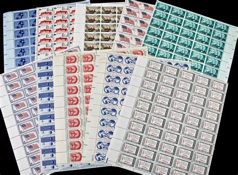Fifty Different Four Cent Us Stamp Sheets From The 1950s And 1960s