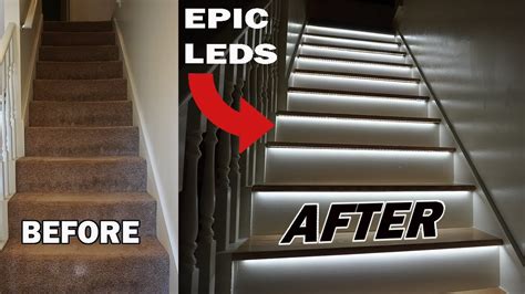 Diy Staircase Makeover With Diy Led Lighting Renovation Youtube