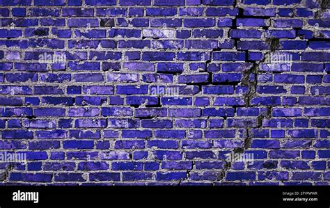 Dark Blue Brick Wall With A Crack Copy Space Antique Wall Background