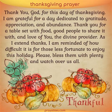Prayer Day Of Thanksgiving Prayables