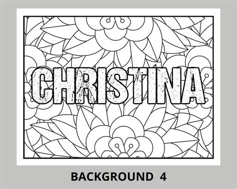 Custom Name Coloring Pages Printable Boho Floral Background Etsy