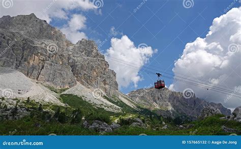 Cable Car To Piccolo Lagazuoi At Passo Di Falzarego Dolomites Italy