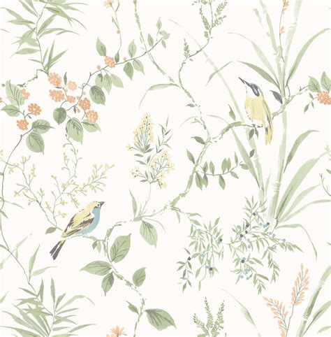Imperial Garden Sage Botanical Wallpaper Contemporary Wallpaper