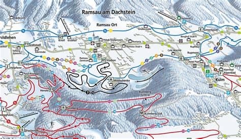 Made up of scattered hotels emanating from the village centre, ramsau is located on a sunny plateau above the enns valley. Ramsau am Dachstein - Loipenplan - Panoramakarte