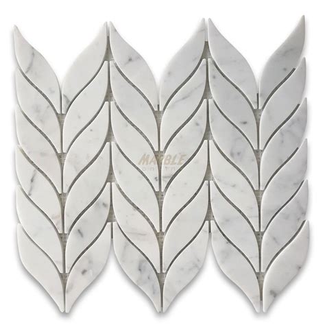 Carrara White Grand Leaf Shape Mosaic Tile Polished Marble From Italy