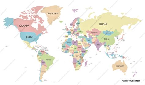 Doctrina mantener adverbio mapa del mundo con nombres de países Párrafo