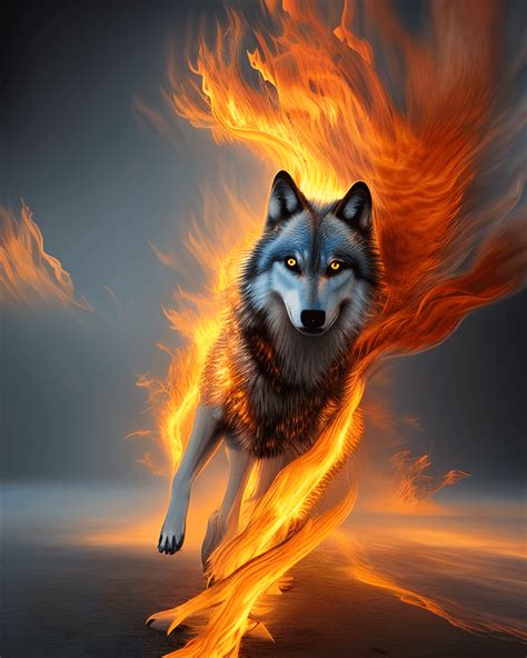 Blue Fire Flames Wolf
