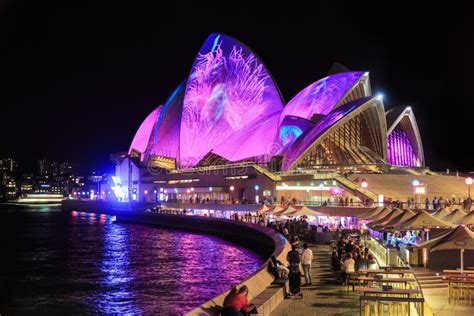Sydney Opera House At Night Beautifully Lit For The Annual Vivid