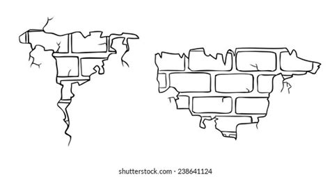 Brick Wall Crack Drawing Stock Vector Royalty Free 238641124