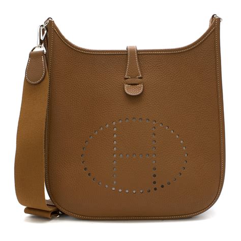 HermÈs Gold Evelyne Iii Pm Bag In Clemence Leather With Palladium