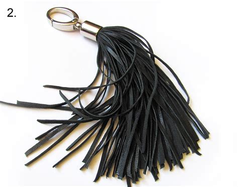 Black Leather Tassel Large Tassel Keychains Etsy Australia