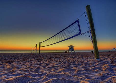 Beach Volleyball Court Sunrise Greeting Card By Craig Fildes