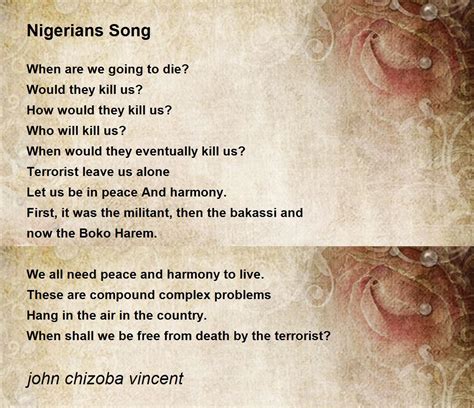 Nigerians Song Poem By John Chizoba Vincent Poem Hunter