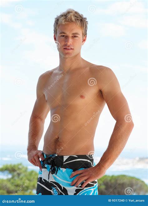 Stock Photo Portrait Of Handsome Shirtless Man Image