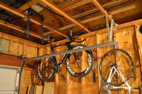 Bike bicycle lift rack display hanging garage ceiling for with storage hook rope. A Beginner's Mind: How To Make a Bicycle Hoist..
