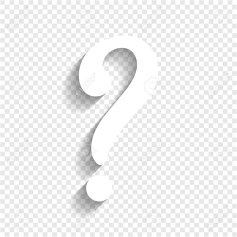 Question Mark Sign Vector White Icon With Soft Shadow On Transparent