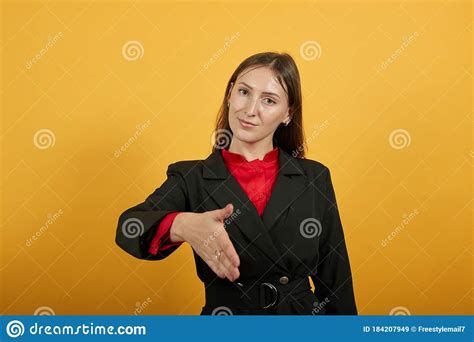 Friendly Female Reaches Out To Say Hello The Concept Of Good People