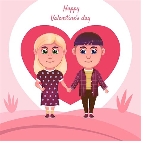 Premium Vector Cartoon Couple Celebrating Valentines Day
