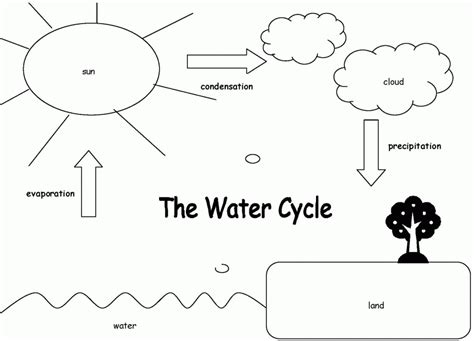 Display these as posters, arranged in the correct order. Water Cycle For Kids Coloring Page - Coloring Home