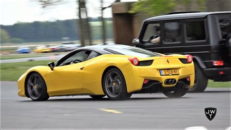 Ferrari 458 Italias And 458 Spiders In Action Loud Sounds Drag Races