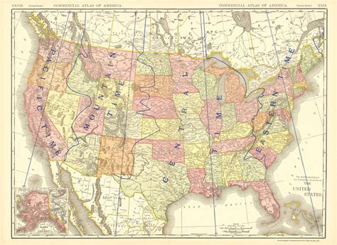 Mcnallys 1915 Map Of The United States Showing Time Zones Art Source