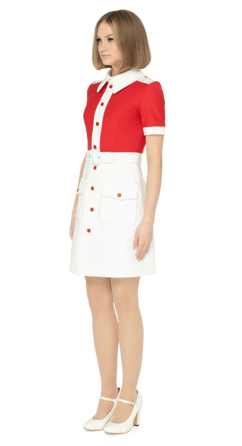 Sixties Style Redwhite Dress With Belt Marmalade Shop