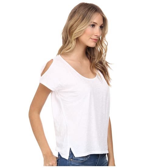 Velvet By Graham And Spencer Amaria Cold Shoulder Top In White Lyst