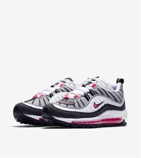 Nike Womens Air Max 98 White And Solar Red And Reflect Silver Release