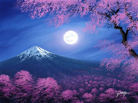 Jon Rattenbury Sakura Lullaby Moon Painting Beautiful Moon Painting