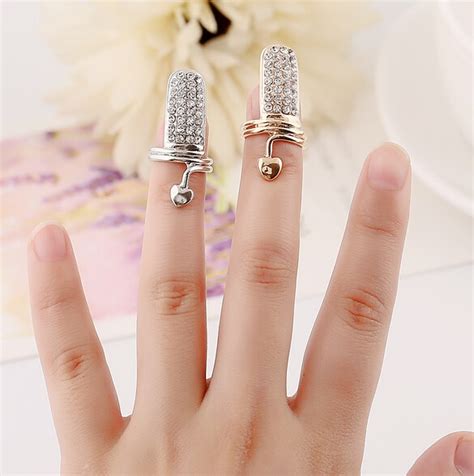 Buy 2 Colors Ring Prong Setting Finger Nail Ring With