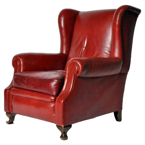 Vintage English Wingback Leather Armchair At 1stdibs