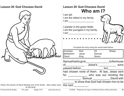 God Chooses David Cssa Primary Stage 2 Lesson 20 Magnify Him Together
