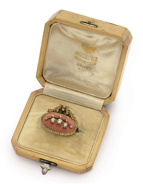 A Jewelled Gold Mounted Guilloché Enamel Brooch By FabergÉ St