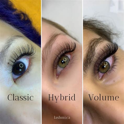 the difference between classic hyrbid and volume lash extensions natural eyelash extensions