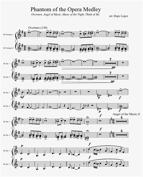Download Phantom Of The Opera Medley Sheet Music Composed By Phantom Of The Opera Notes