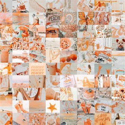Light Orange Peachy Vibes Aesthetic Wall Collage Kit Digital Etsy