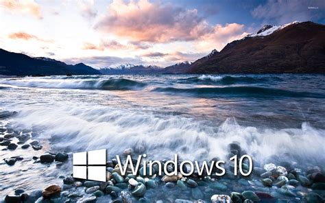 Windows 10 On The Lake Shore White Text Logo Wallpaper Computer