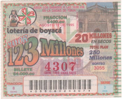 ﻿ resultado de la lotería de boyacá, para el último sorteo no. Loterias de Colombia: BOYACÁ